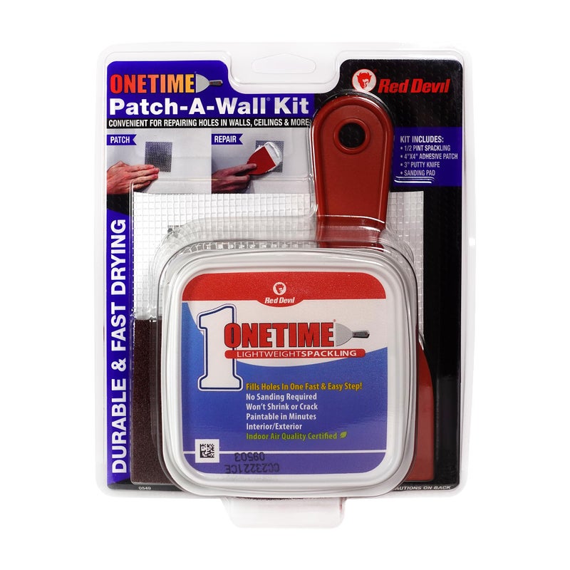 Red Devil 0549 ONETIME Lightweight Spackling Patch-A-Wall Kit, 1/2 Pint, Made in USA - Image 1